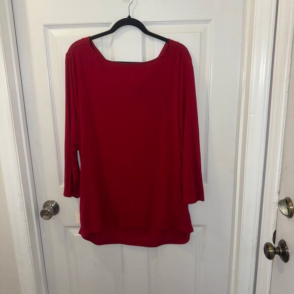 Talbots NWT 3/4 sleeve Burgundy Red Blouse 2x thin stretchy comfort casual solid - Picture 6 of 6